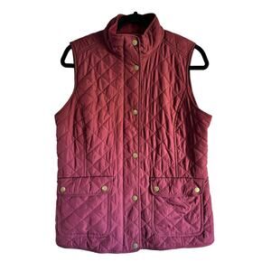 Talbots Women’s Quilted Vest Cranberry Red Fleece Lined Size Small